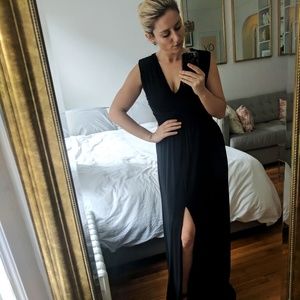 Halston Heritage black gown with slit